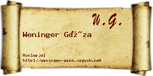 Weninger Géza névjegykártya